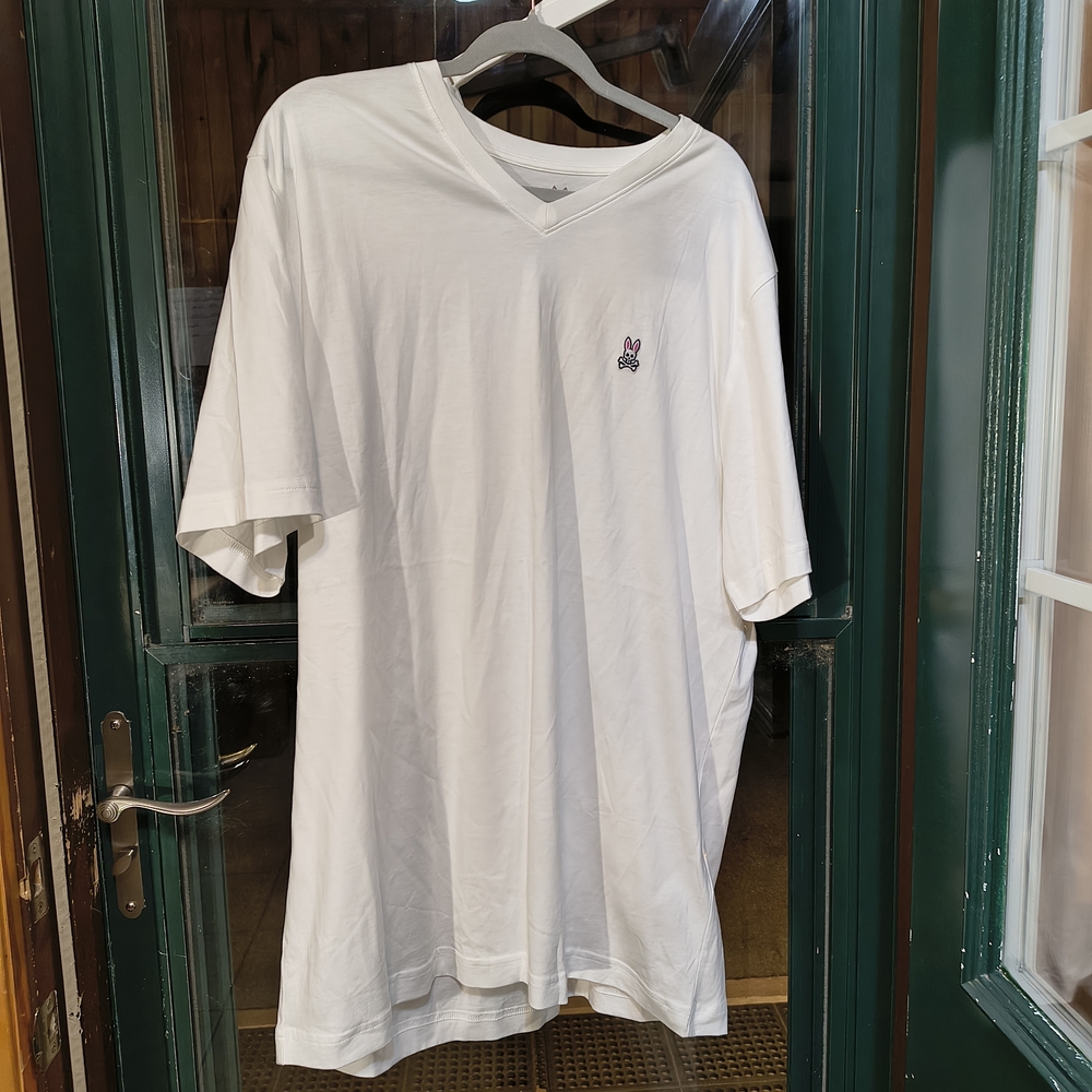 Psycho Bunny Classic White V-Neck Tee